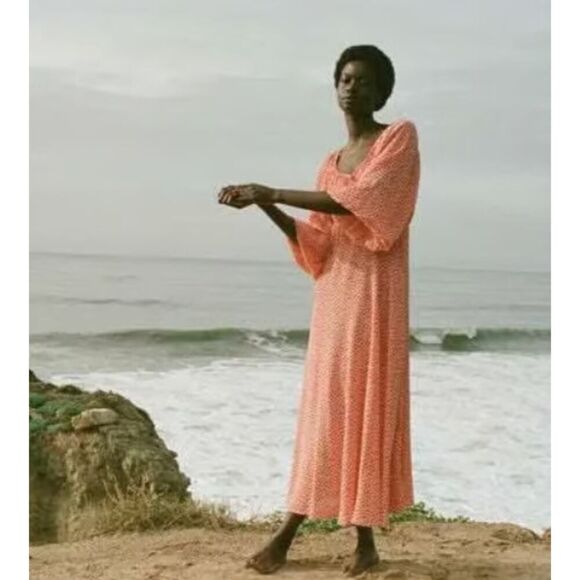 NWOT Doen Ortensia Dress in Orange Hillside Bloom Sz. M - Picture 1 of 6